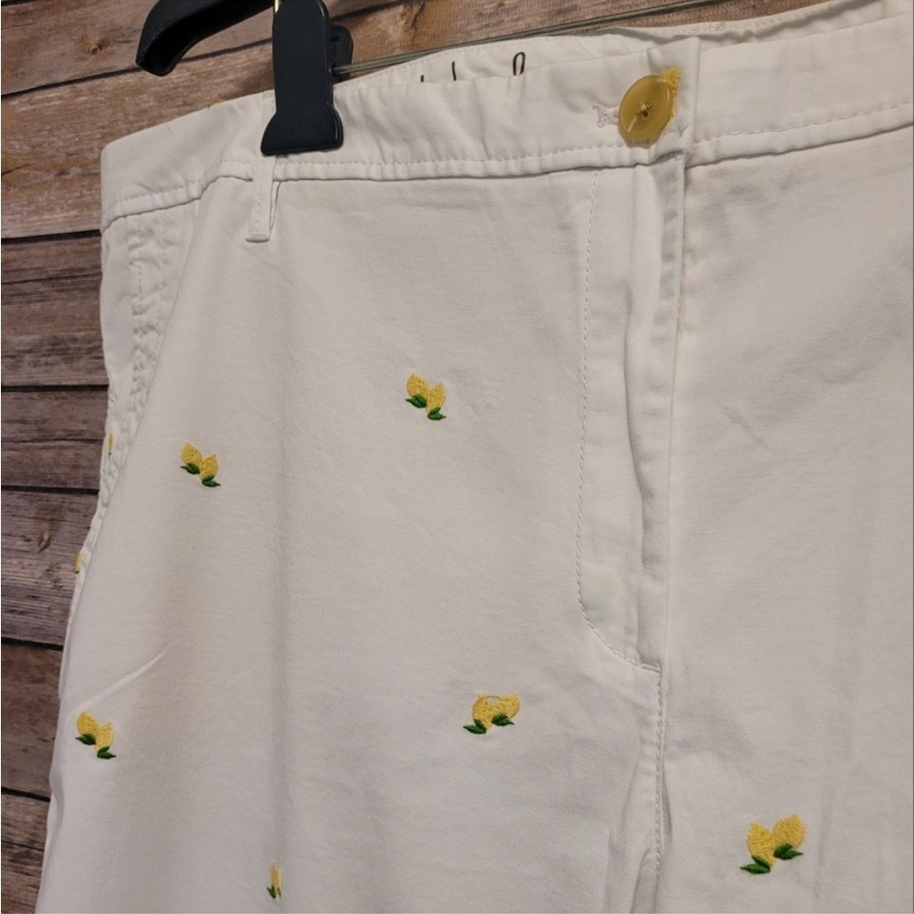 Talbots White Chino Pants with Embroidered Lemons Size 18W - Picture 3 of 7